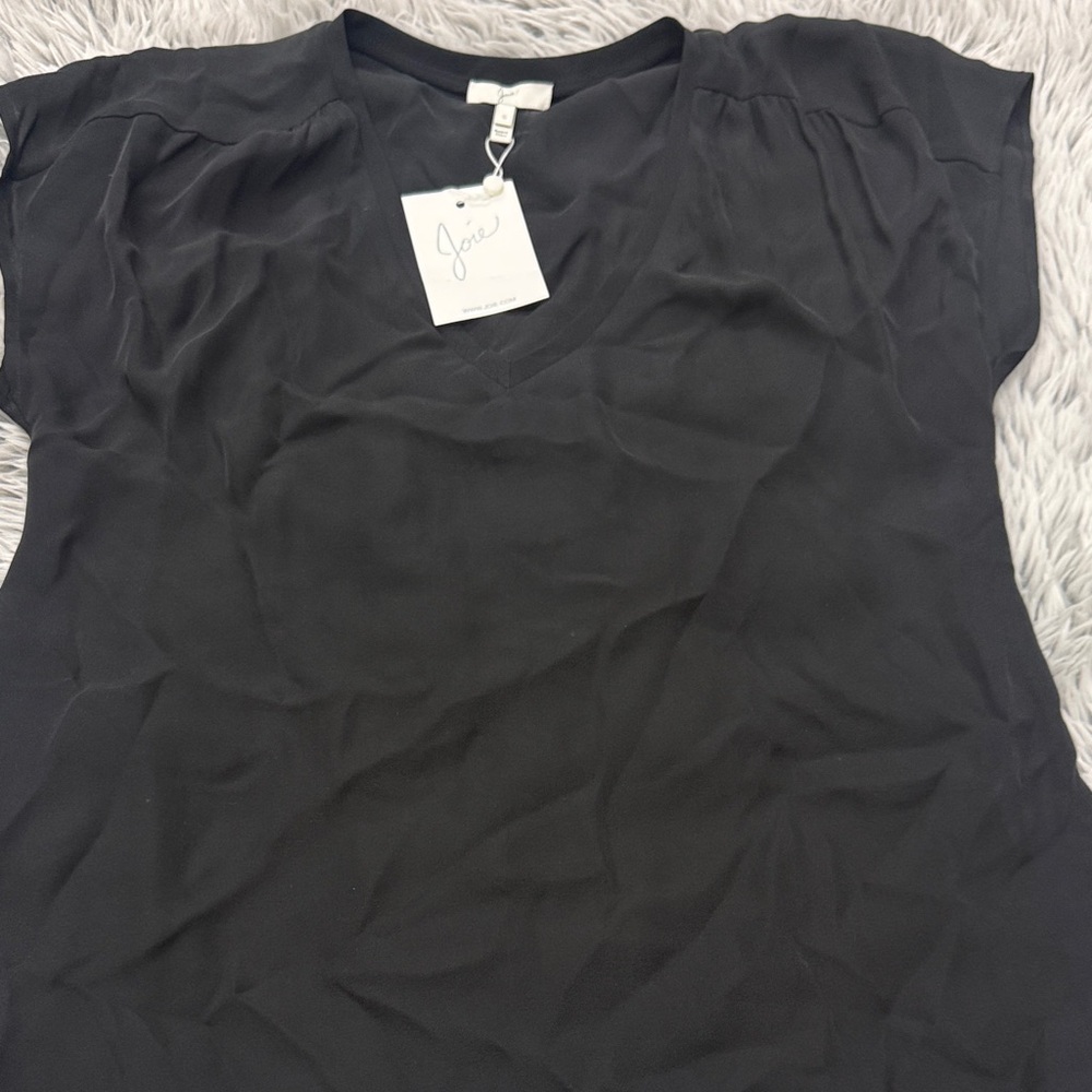 Joie Black Short Sleeve V-Neck Top